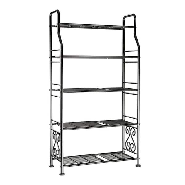 Five-Tier Black Metal Plant Stand with Tiered Shelves (27.1 in. H w x 53.2 in. H)