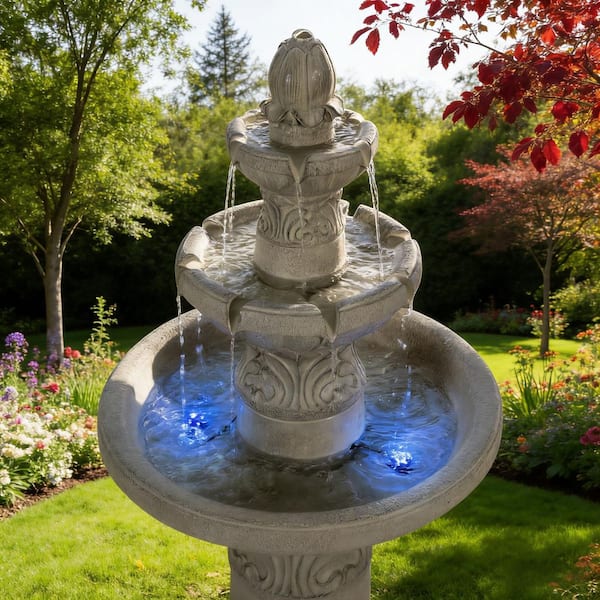52 in. Floor-Standing Resin Cascading Waterfall Fountain and