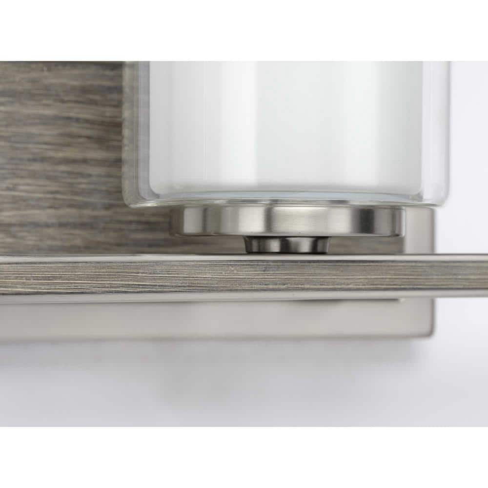 Mast 24" Brushed Nickel 3-Light Bath Vanity with Clear and Etched Glass Shades