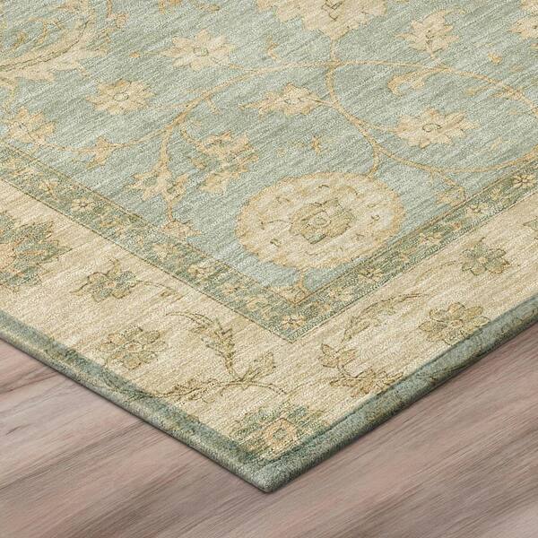 Chantille Machine Washable Indoor/Outdoor Abstract ACN3129 Seafoam 8 ft. x 8 ft. Round Rug