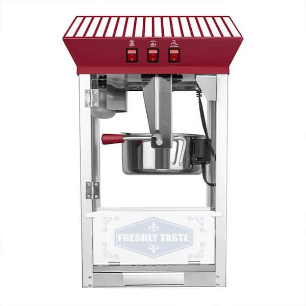 800 W 10 oz. Red Popcorn Machine with Kettle Makes Up to 48 Cups Popcorn Vintage-Style Popper for Home