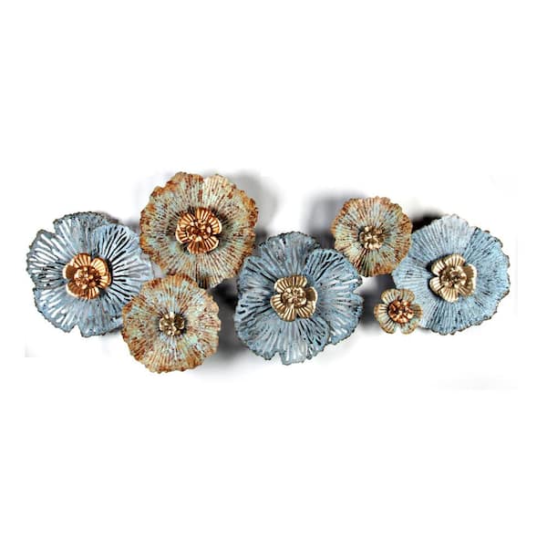 LuxenHome Metal Multi-color Distressed Flower Wall Art