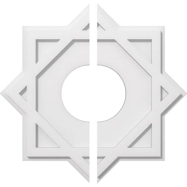 Ekena Millwork 1 in. P X 12-1/4 in. C X 22 in. OD X 7 in. ID Axel Architectural Grade PVC Contemporary Ceiling Medallion, Two Piece