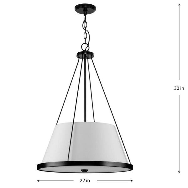 Progress Lighting Saffert 3-Light Matte Black Transitional Chandelier