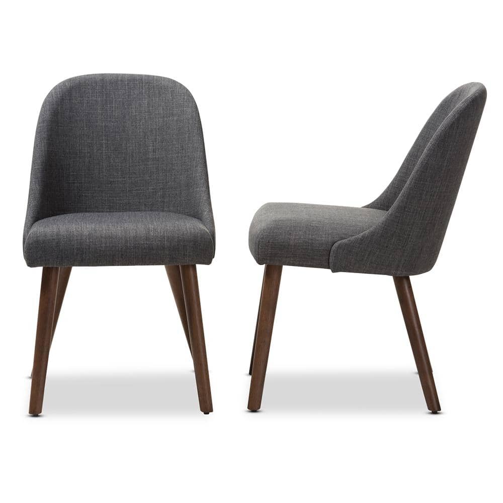 Parsons Dark Grey Cane-Backed Side Chair with Walnut Wood Frame