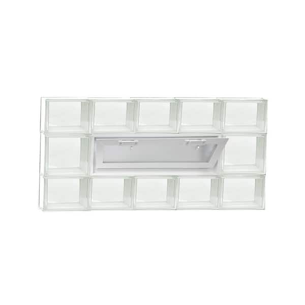 Clearly Secure 38.75 in. x 19.25 in. x 3.125 in. Frameless Vented Clear Glass Block Window