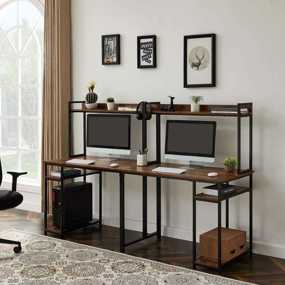 desk with box shelves