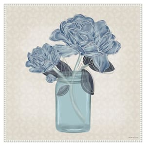 "Splendid Blue Bouquet II" by Arvilla Morett 1 Piece Floater Frame Giclee Home Canvas Art Print 30 in. x 30 in .