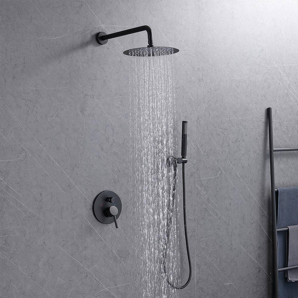 2-Handle 2-Spray Rain Shower Faucet and Hand Shower Combo Kit with Round Shower Head in Matte Black (Valve Included) price history on PriceWatchPro