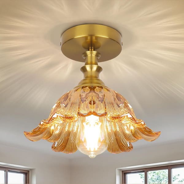 Merbotin BeamHaven 1-Light Semi-Flush Mount Vintage Ceiling Lights