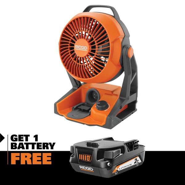 RIDGID 18V Cordless Hybrid Jobsite Fan with 2.0 Ah Lithium-Ion Battery  R860721B-AC8400802 - The Home Depot