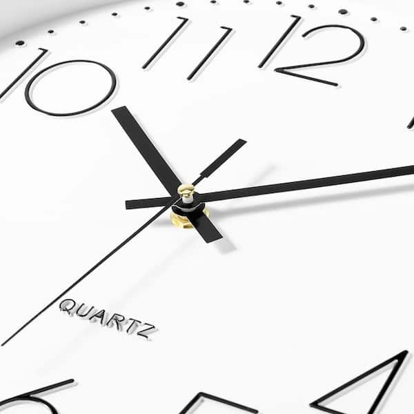 Afoxsos 14 in. Black and White Analog Plastic Battery Operated