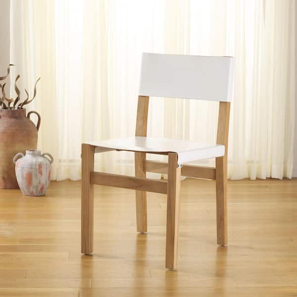 SAFAVIEH Romee White/Natural 18.9 in. Wood Dining Chair