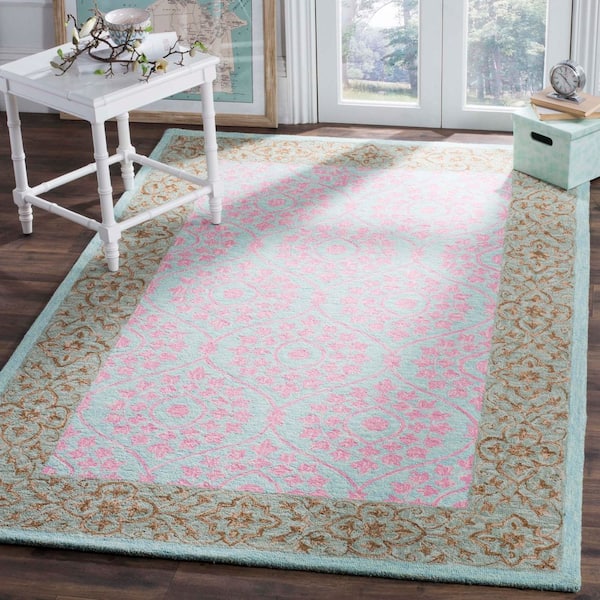 Suzani 5 ft. x 5 ft. Taupe/Pink Ornate Trellis Floral Square Area Rug