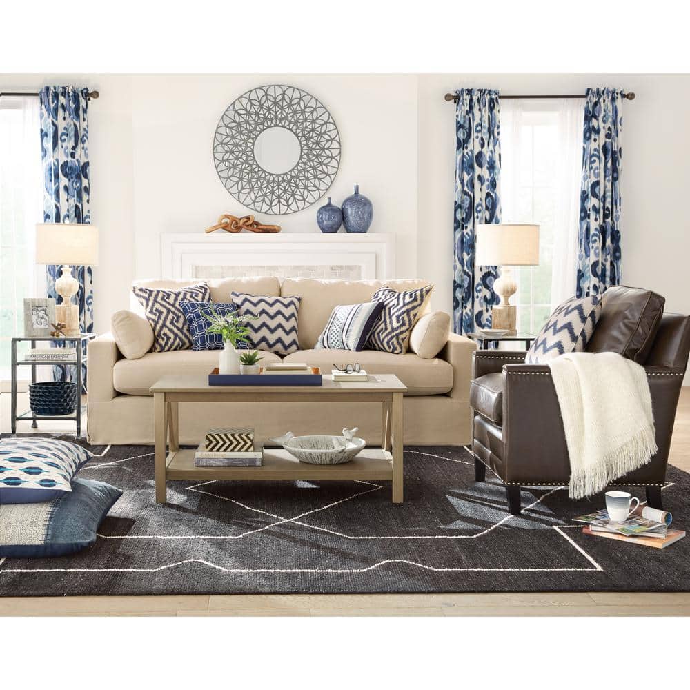 Espresso Birch Wood & Antique Brown Faux Leather Arm Chair