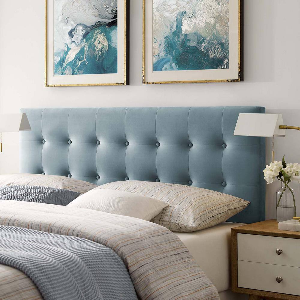 MODWAY Emily Light Blue Full Biscuit Tufted Performance Velvet ...