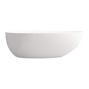 71 in. Stone Resin Flatbottom Non-Whirlpool Bathtub in Matte White with Drain