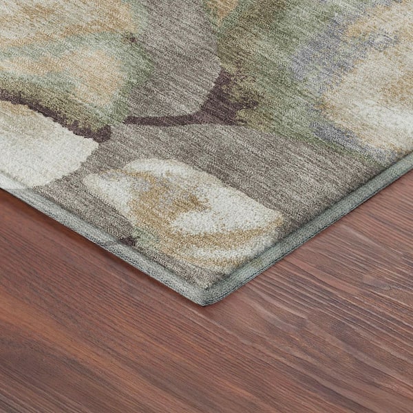 Mayfield Premium Machine Washable Abstract AMF2405 Taupe 9 ft. x 12 ft. Area Rug