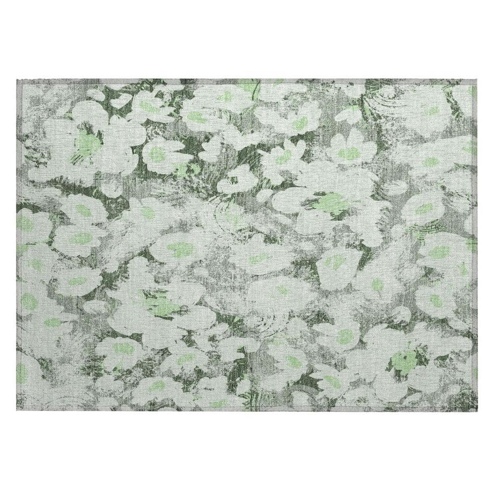 Artichoke Green 2 ft. x 3 ft. Woven Floral Polyester Rectangle Indoor/Outdoor Area Rug price history on PriceWatchPro