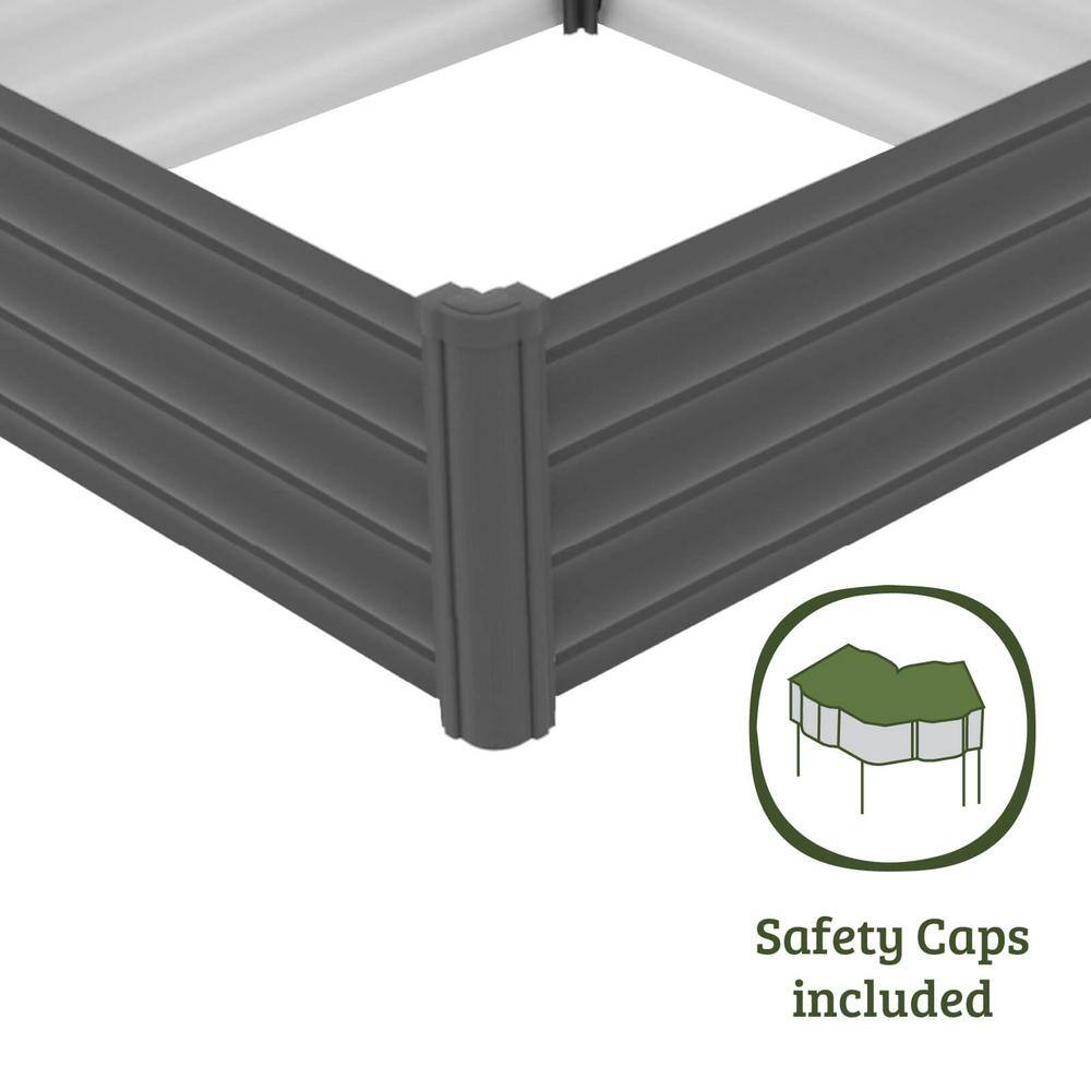 48" Gray Galvanized Steel Raised Garden Bed