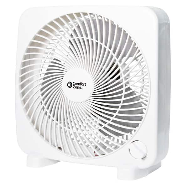Comfort Zone 9 in. White Box Fan with 2-Speed Front Control