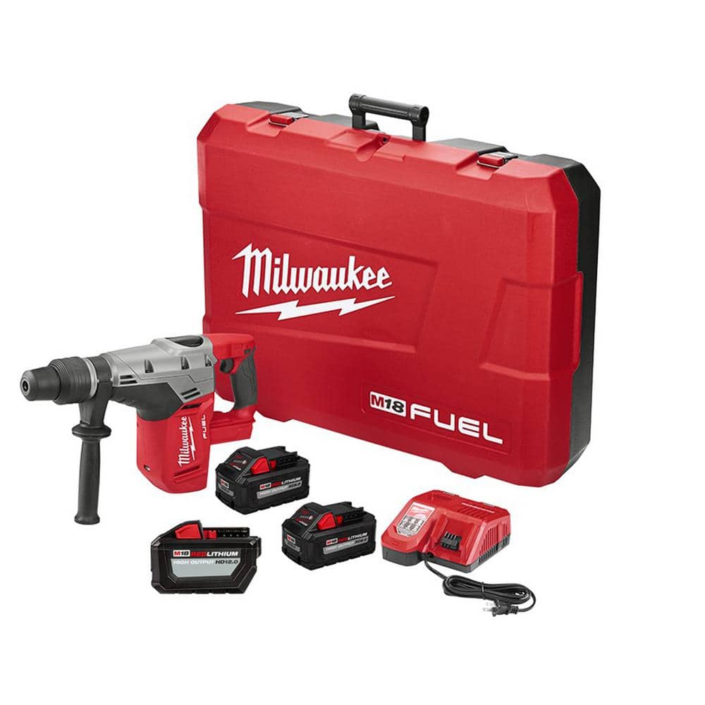 Milwaukee M18 FUEL 18-Volt Lithium-Ion Brushless Cordless 1-9/16 in. SDS-Max Rotary Hammer Kit w/Two 8.0Ah & One 12.0Ah Batteries -  2717-22HD-48-12