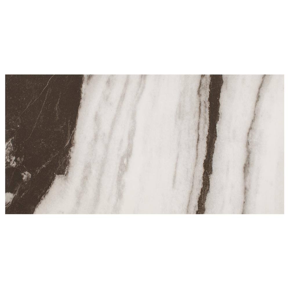 Panda Marble Polished 6 in. x 6 in. Glazed Porcelain Sample Tile