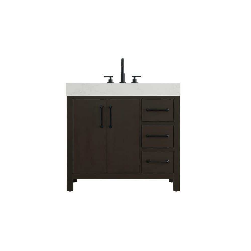 36 in. Single Sink Mocha Brown Bath Vanity with White Engineered Marble Top price history on PriceWatchPro