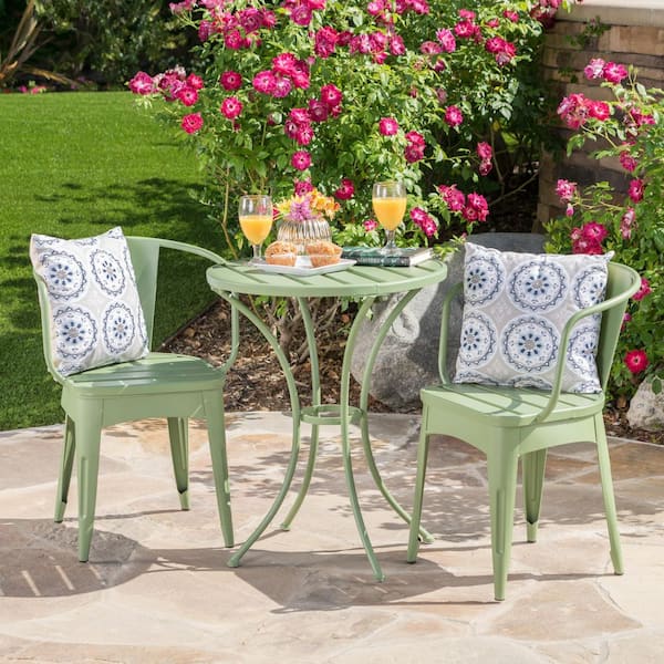 Tenleaf 3-Piece Green Metal Outdoor Patio Conversation Seating Set