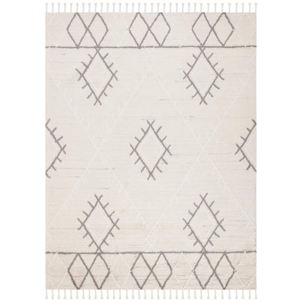 SAFAVIEH Casablanca Ivory/Gray 10 ft. x 14 ft. Border Diamond Area Rug