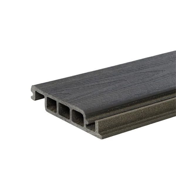 Water-Shedding 1 in. x 5.25 in. x 3 in. Boardwalk Gray Composite Deck Board Sample