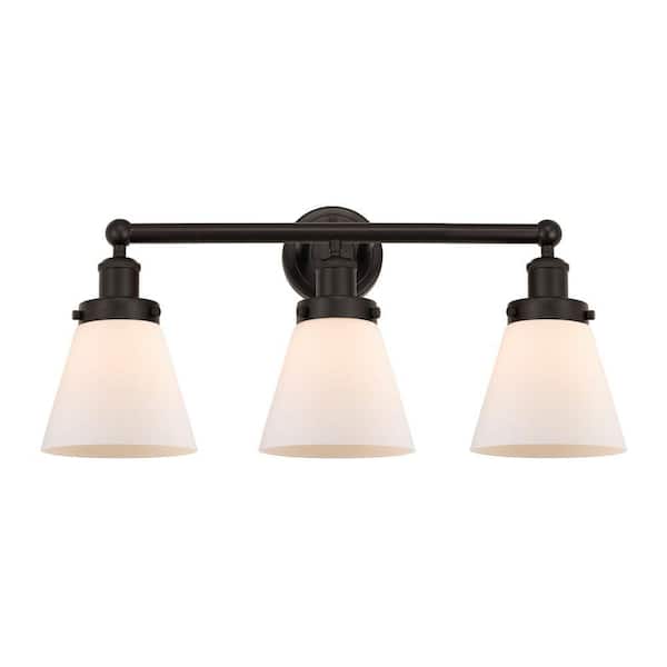Cone 24.5 in. 3-Light Oil Rubbed Bronze Vanity Light with Glass Shade