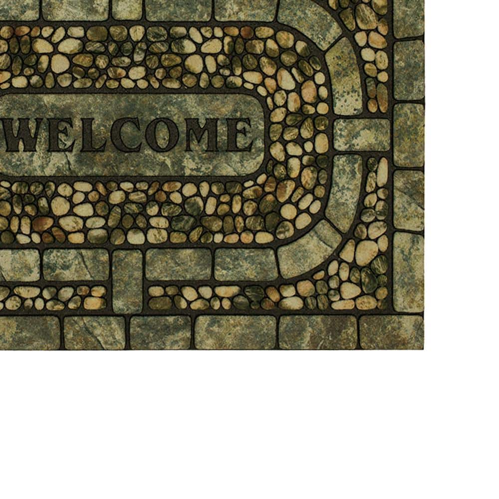 Pebble Design Gray Recycled Rubber Outdoor Welcome Mat