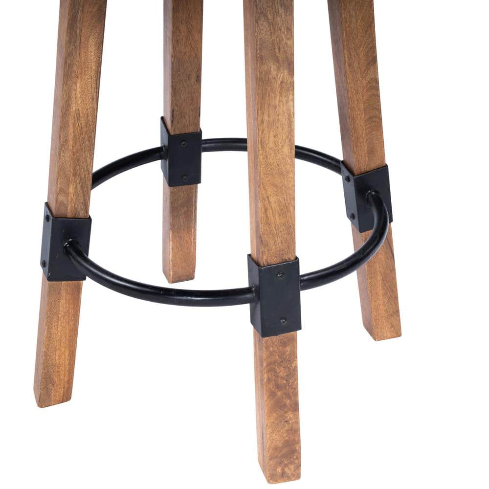 Butler Masterson Light Brown Wood & Metal Industrial Bar Stool