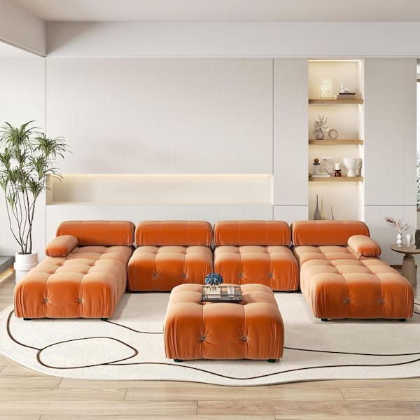 Magic Home Chameleon 138 in. Square Arm 7-piece Modern Velvet