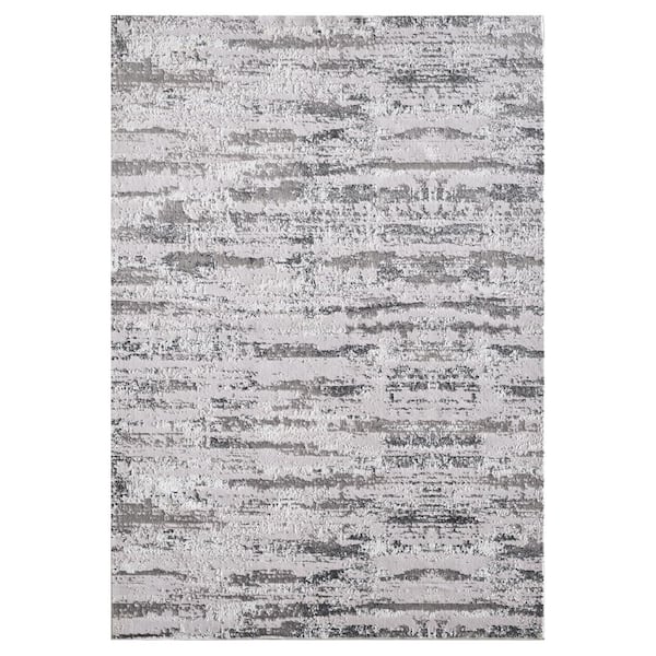 Huluwat Grey 3 ft. x 5 ft. Polyester Rectangle Area Rug DJYC-G ...