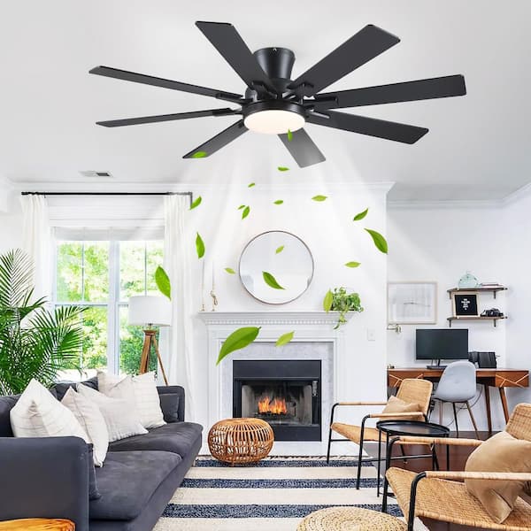 52 in. Indoor/Outdoor 6-Speed Black Ceiling Fan with Integrated Dimmable LED Light and Remote/APP Control