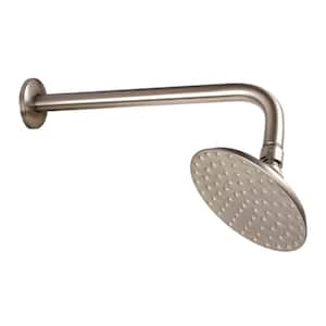Victorian 1-Spray Patterns 5-1/4 in. H Wall Mount Fixed Shower Head with Shower Arm in Brushed Nickel