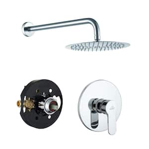 Luxury 1-Spray Patterns with 2.5 GPM 10 in. Round Wall Mount Rain Fixed Shower Head in Chrome