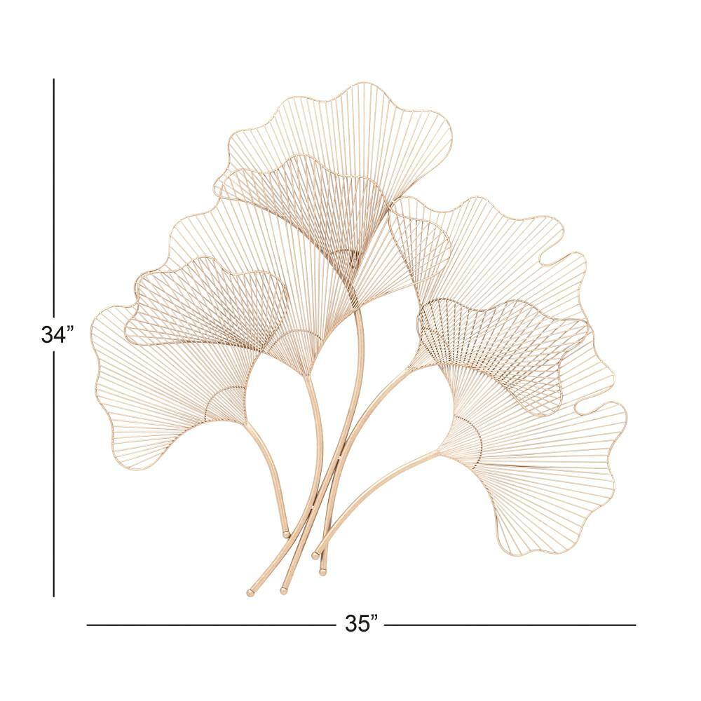 Large Copper Metal Ginkgo Leaf Wall Sculpture