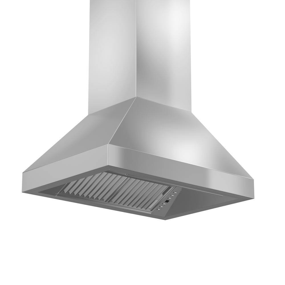 36'' Stainless Steel Convertible Island Range Hood with Charcoal Filter