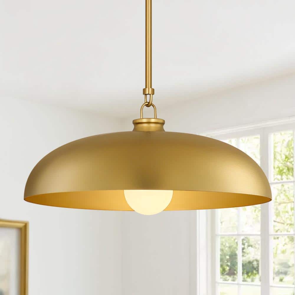 LamQee 15.7 in. 1 - Light Antique Gold Dome Kitchen Island Pendant