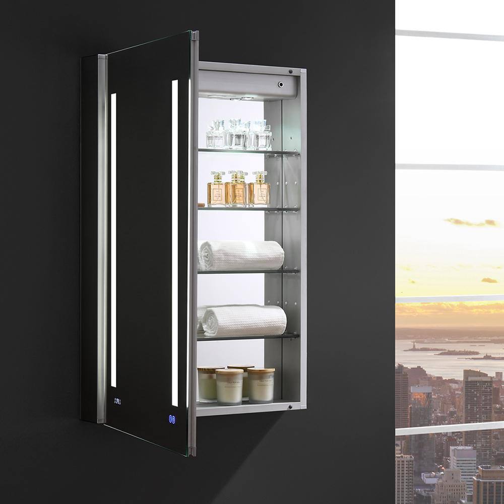Elegant 24x36 Frameless LED Mirrored Medicine Cabinet with Digital Clock