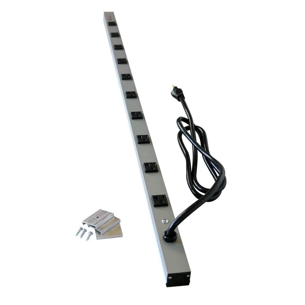 Silver 48-Inch 10-Outlet Heavy Duty Power Strip with 6-Foot Cord