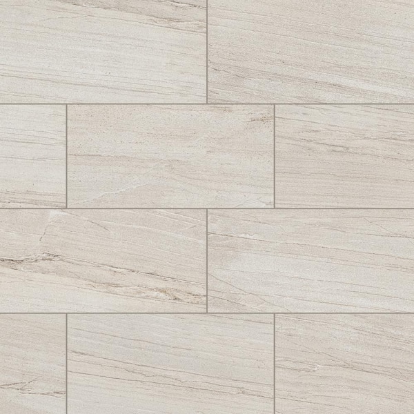 Malahari White 12 in. x 24 in. Lapato Porcelain Stone Look Floor and Wall Tile (11.748 sq. ft./Case)