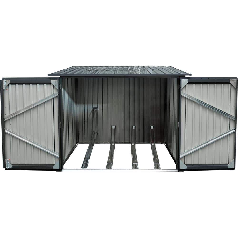 Hanover Dark Gray Galvanized Steel Bicycle Storage Shed with Lock