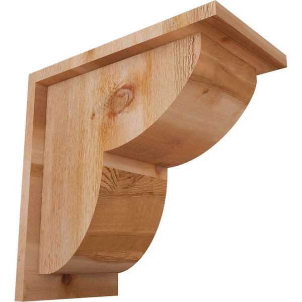 Ekena Millwork 8 in. x 14 in. x 14 in. Western Red Cedar Crestline Rough Sawn Corbel with Backplate