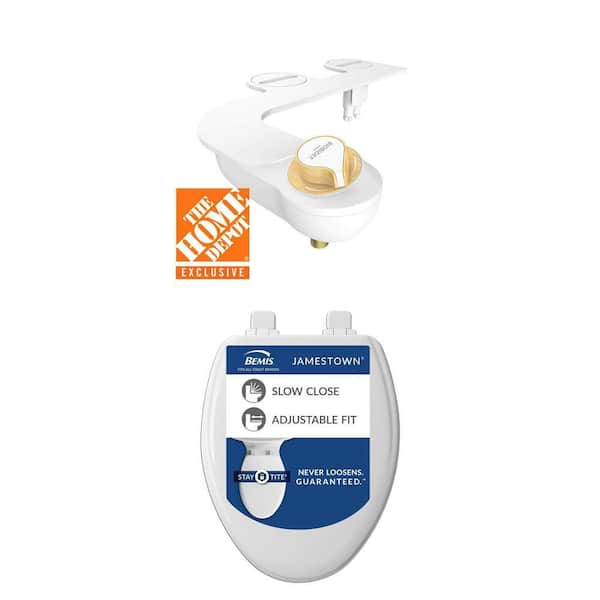 HD-4000 Non-Electric Bidet Attachment System and Jamestown Elongated Soft Close Toilet Seat Combo