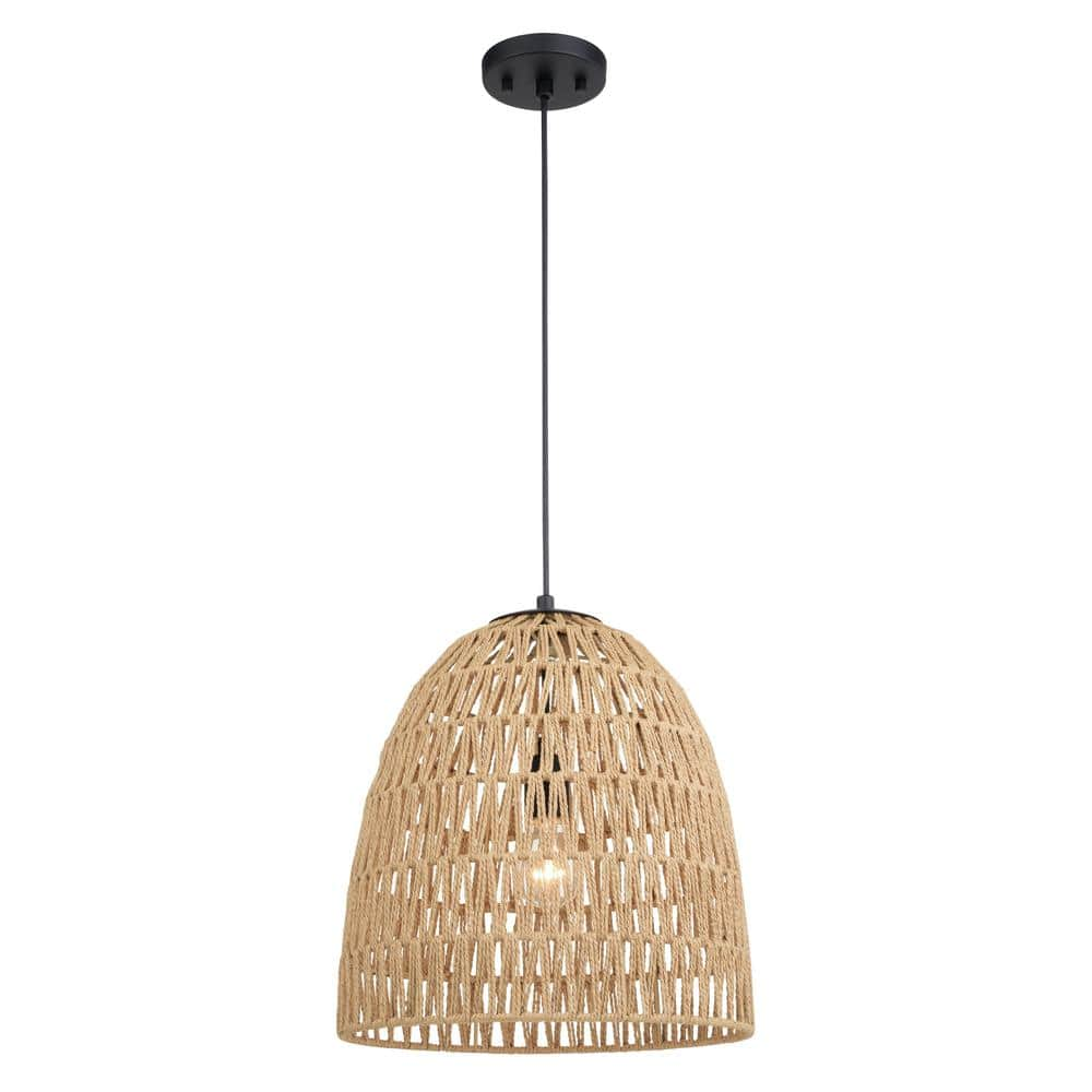 VAXCEL Nassau 1-Light Matte Black LED Compatible Transitional Pendant ...