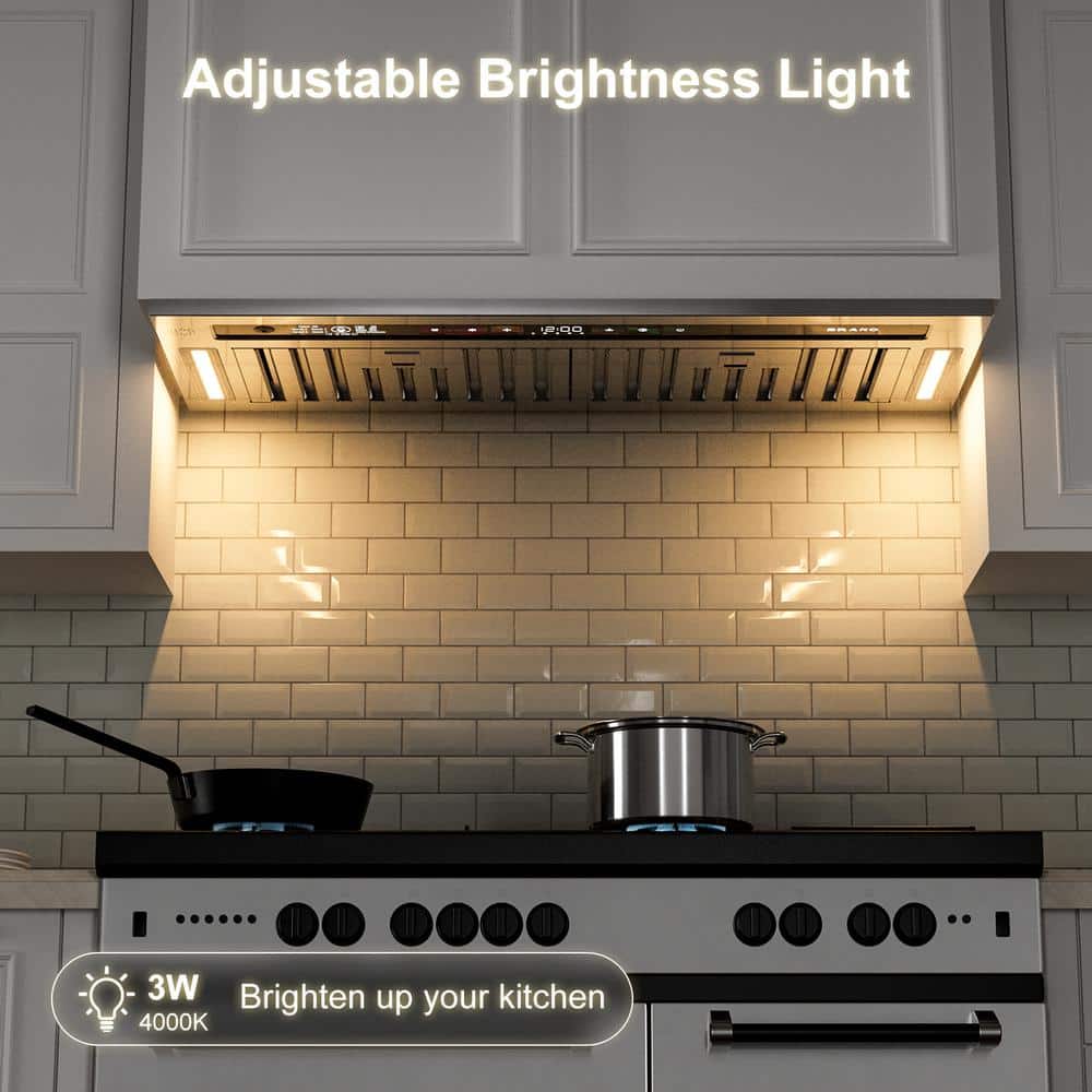 BRANO 30 Inch Stainless Steel Range Hood with LED Lights